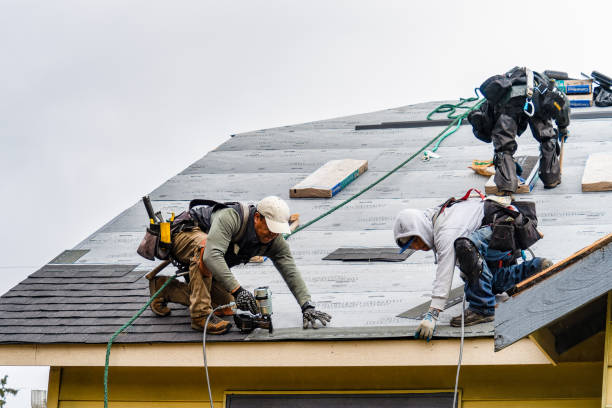 Professional Gutter Installation technician working in Fremont, MI